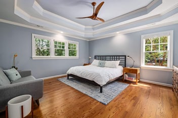 A bedroom in a newly built ADU.