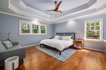 A bedroom in a newly built ADU.