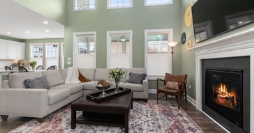 A remodeled living room in a whole home remodel.